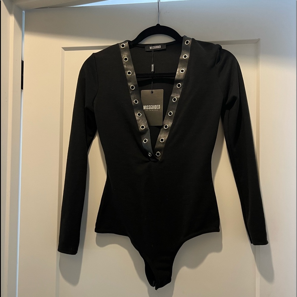 MISSGUIDED body suit with metal circle emblements